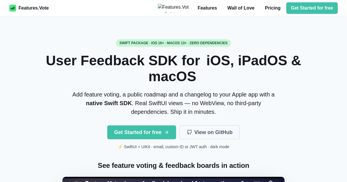 i built an iOS feedback SDK to collect feedback, bug reports, and changelogs logo